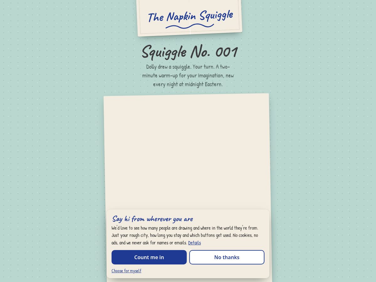 Landing-page snapshot of napkinsquiggle.com