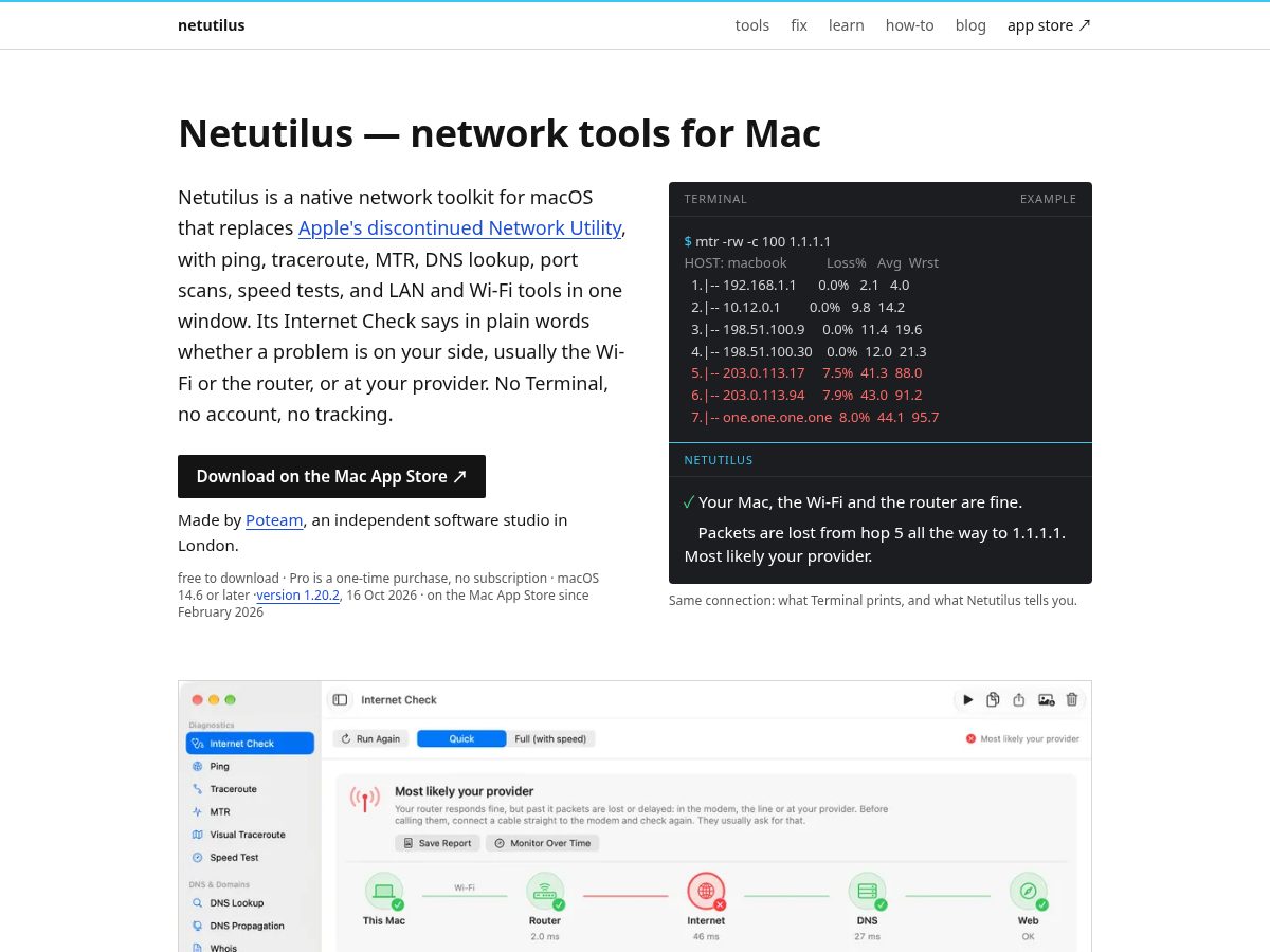 Landing-page snapshot of netutilus.com