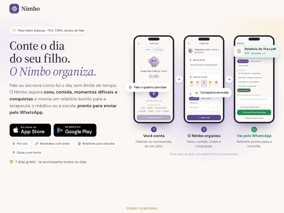 Landing-page snapshot of nimbodiary.com