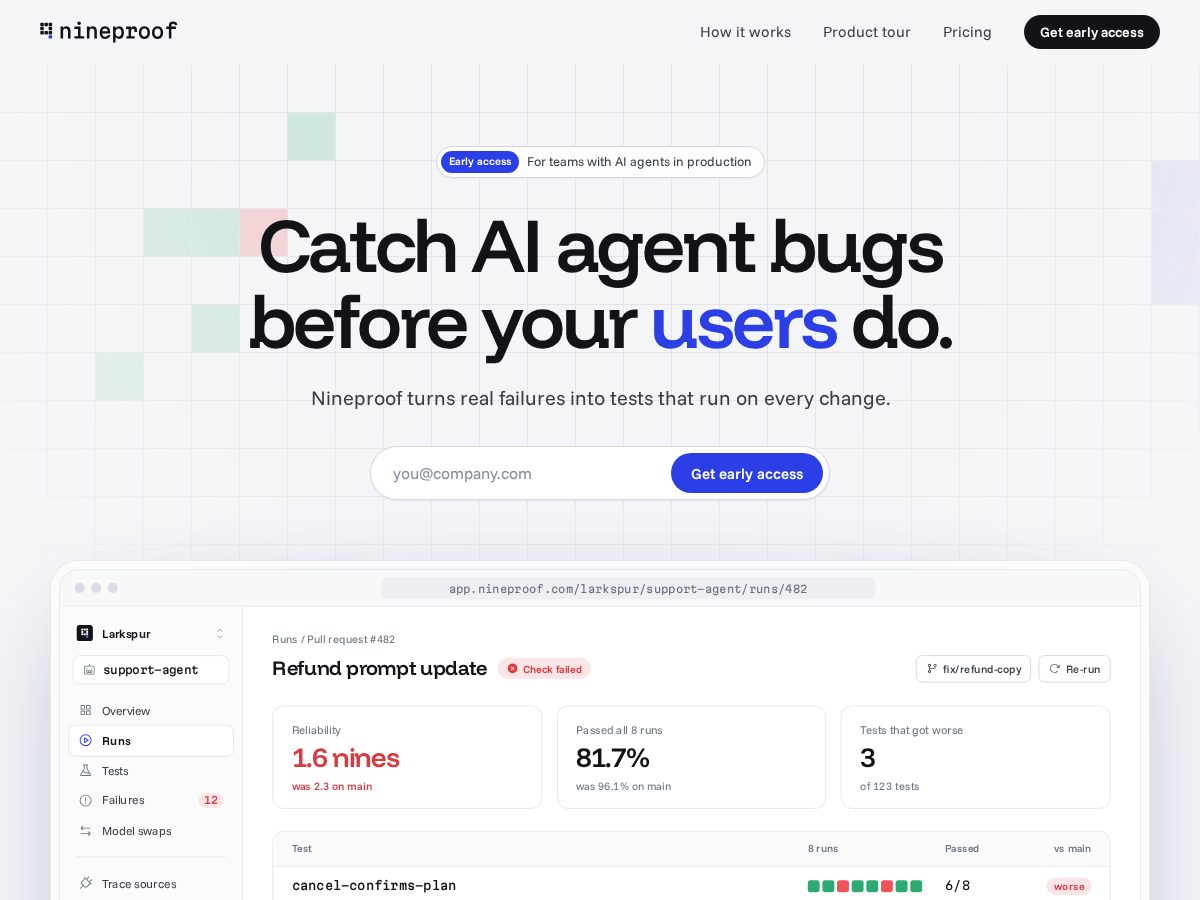 Landing-page snapshot of nineproof.com