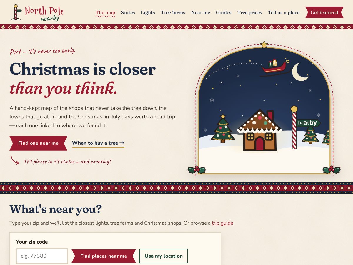 Landing-page snapshot of northpolenearby.com