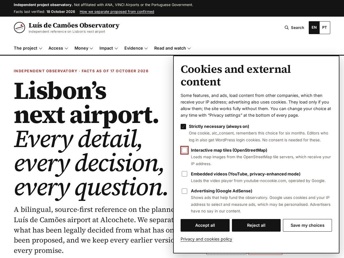 Landing-page snapshot of novoaeroportolisboa.com