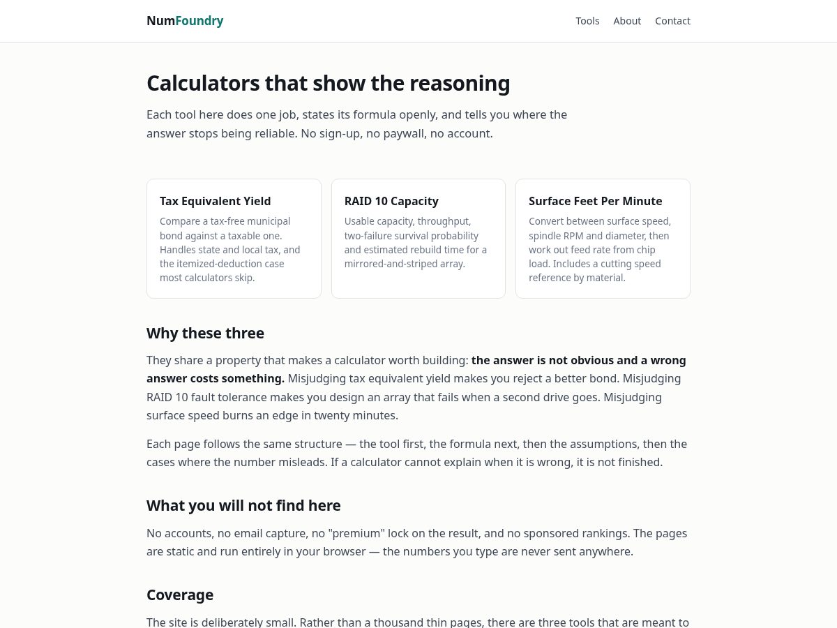 Landing-page snapshot of numfoundry.com