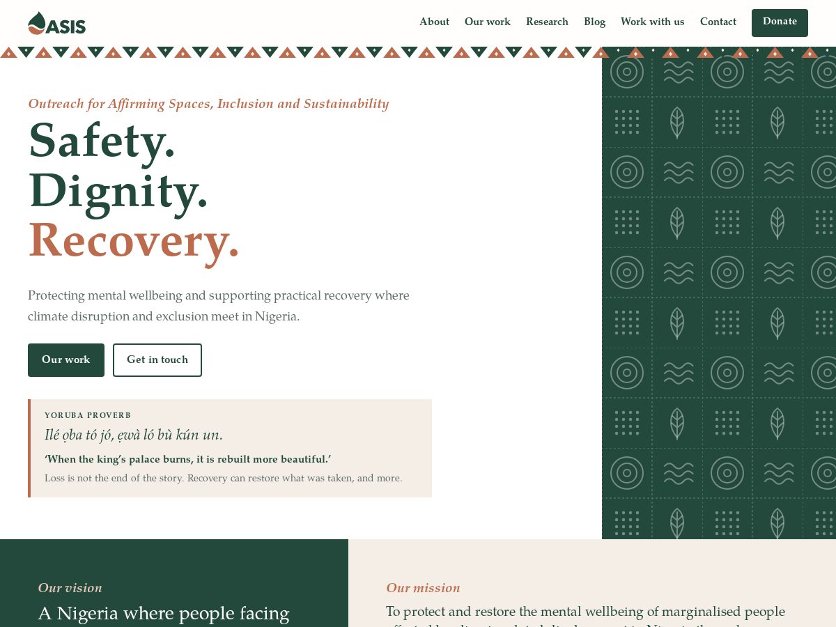 Landing-page snapshot of oasisinnigeria.org