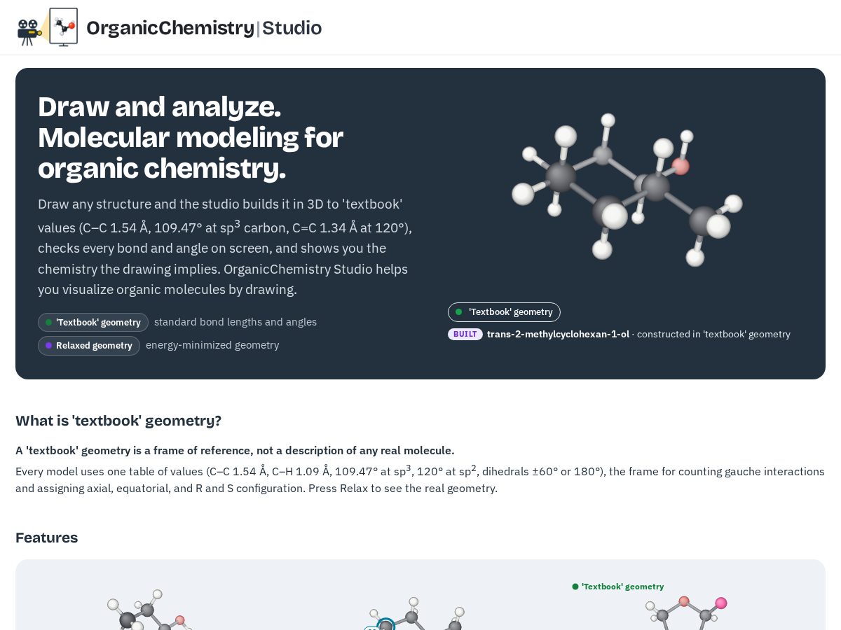 Landing-page snapshot of ochemstudio.org