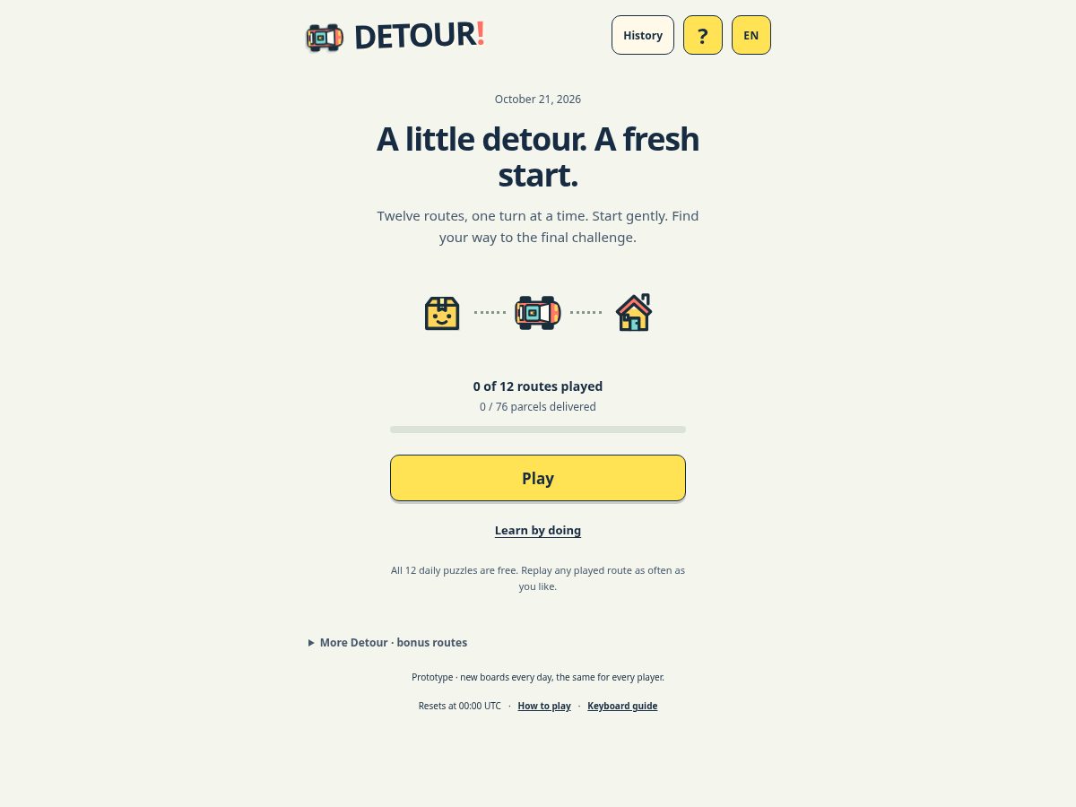 Landing-page snapshot of onedetour.com