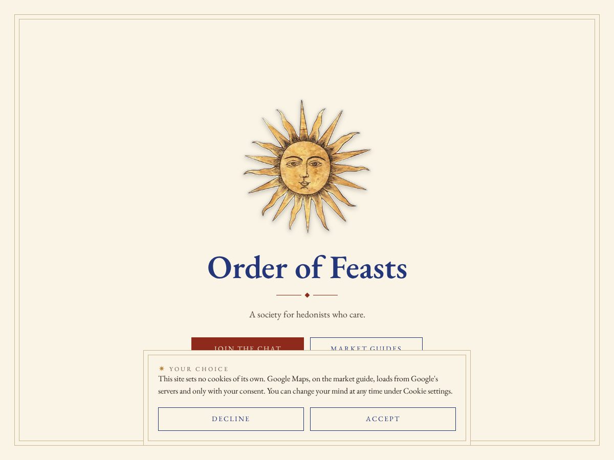 Landing-page snapshot of orderoffeasts.com