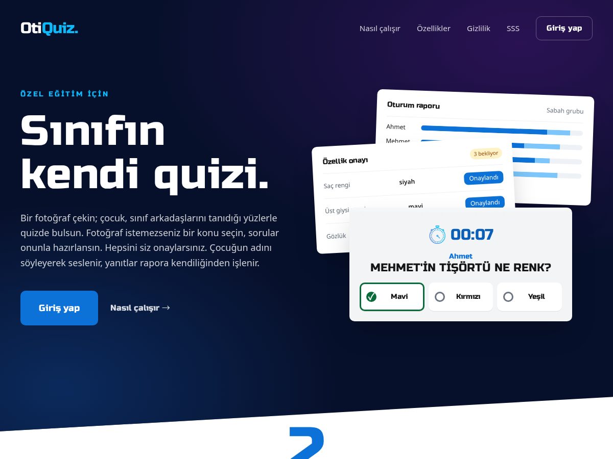 Landing-page snapshot of otiquiz.com