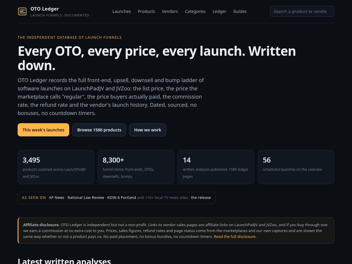Landing-page snapshot of otodatabase.com