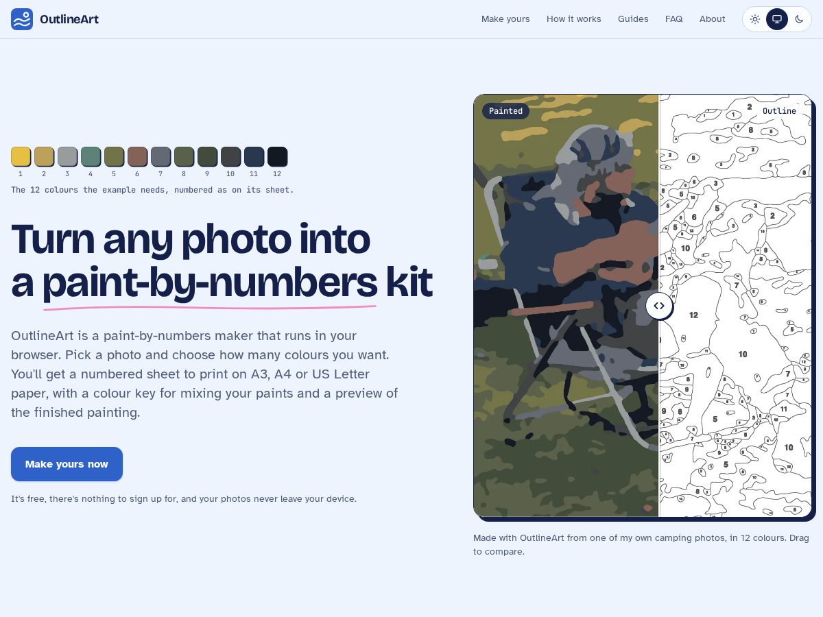 Landing-page snapshot of outlineart.online