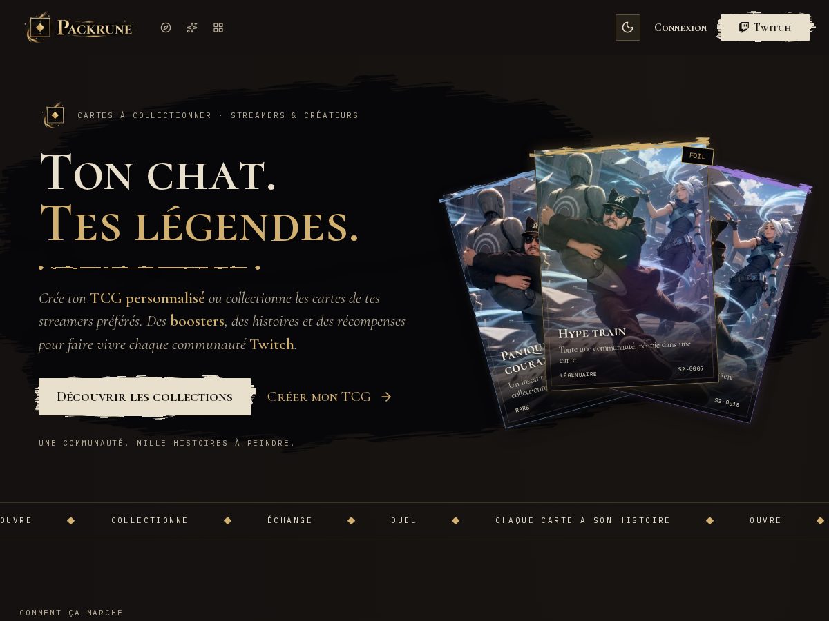 Landing-page snapshot of packrune.cards