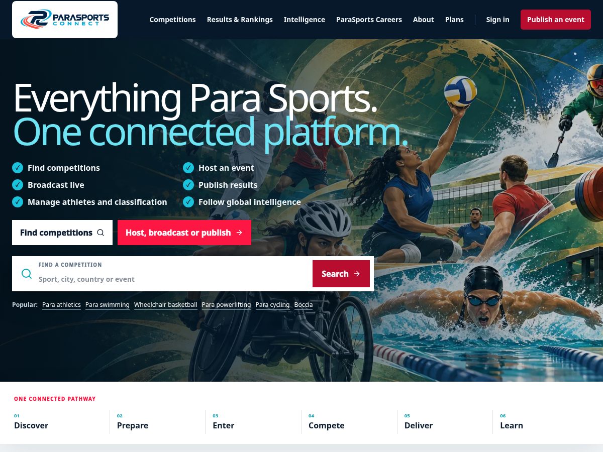 Landing-page snapshot of parasportsconnect.com