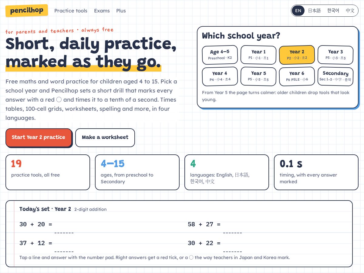 Landing-page snapshot of pencilhop.com