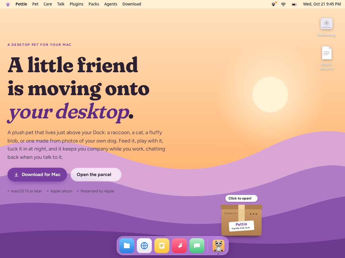 Landing-page snapshot of pettie.xyz