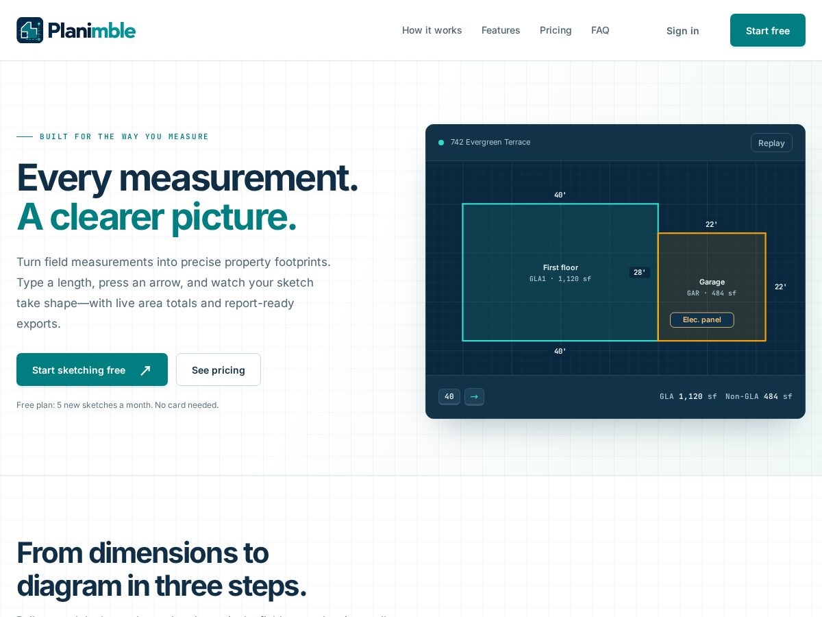 Landing-page snapshot of planimble.com