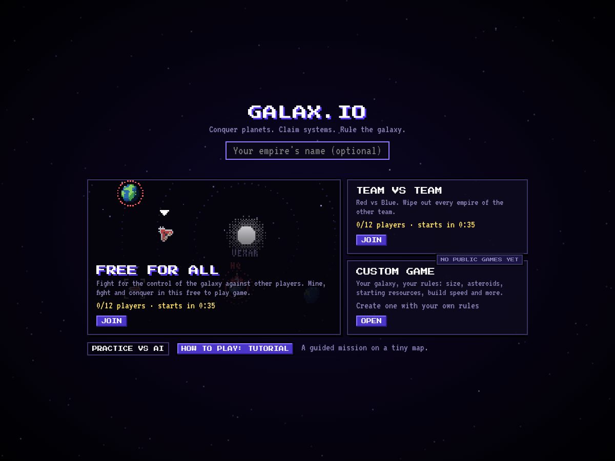 Landing-page snapshot of playgalaxio.com