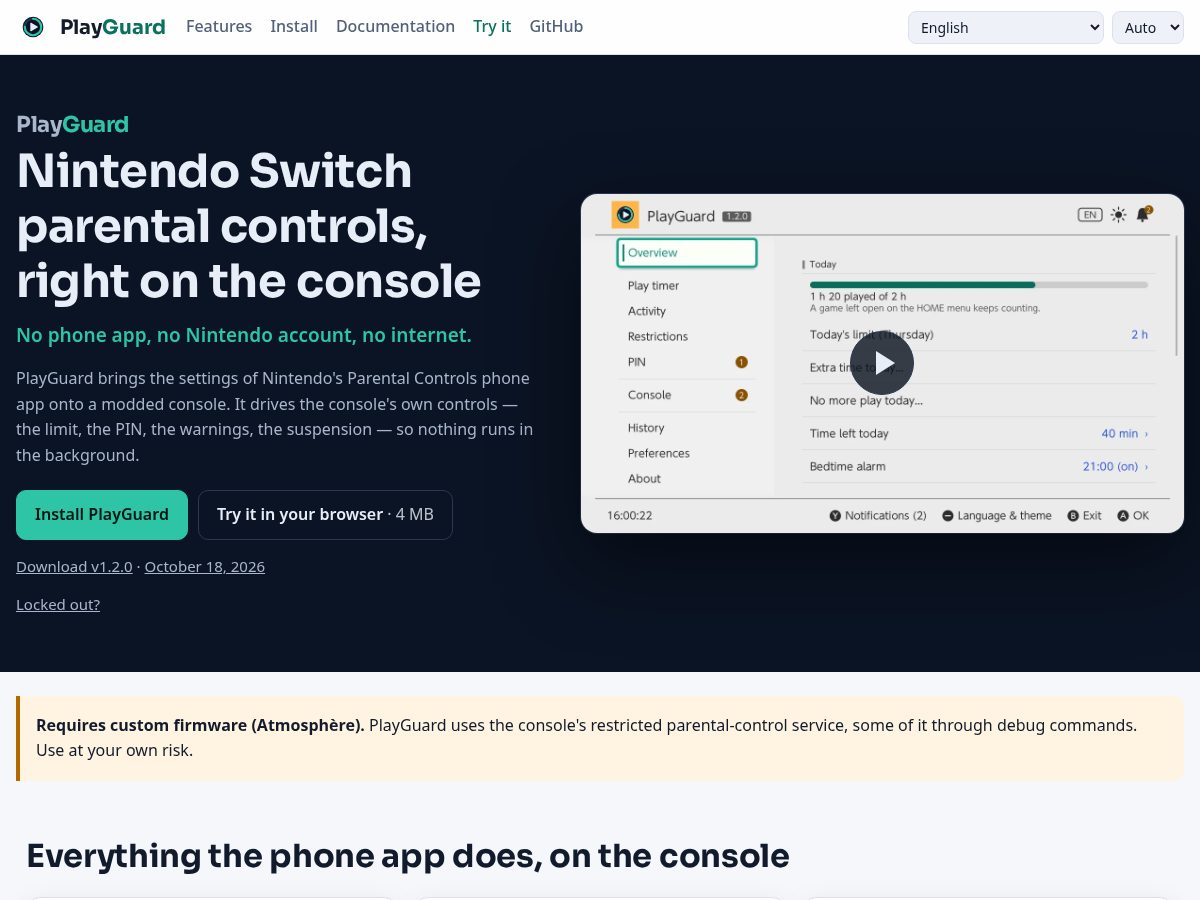 Landing-page snapshot of playguard.link