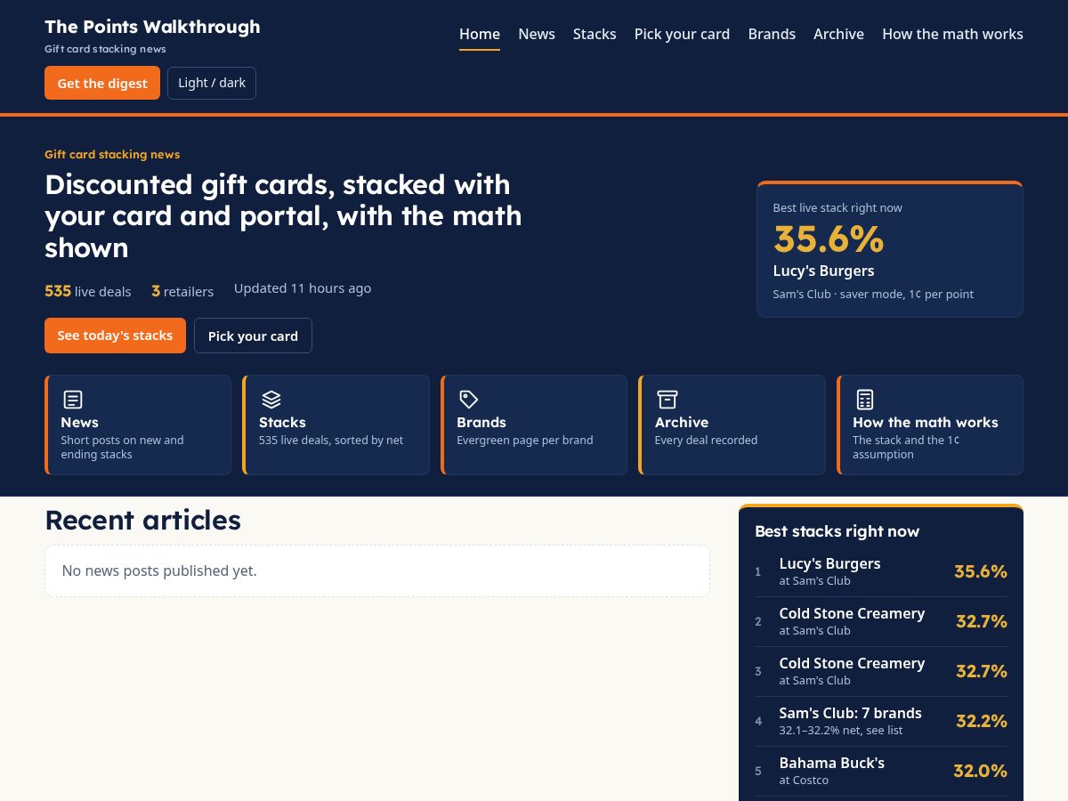 Landing-page snapshot of pointswalkthrough.com