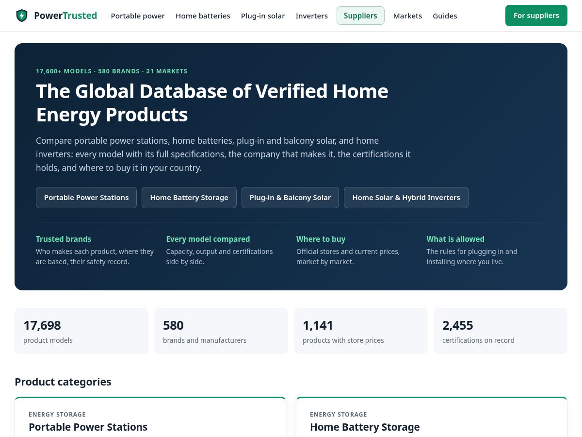 Landing-page snapshot of powertrusted.com