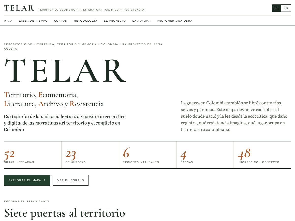 Landing-page snapshot of proyectotelar.org