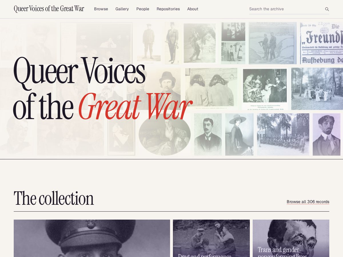 Landing-page snapshot of queervoiceswwi.com