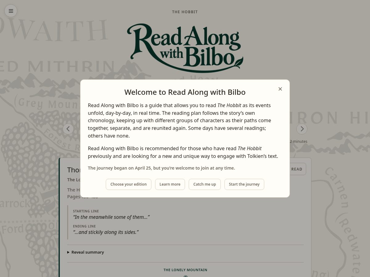 Landing-page snapshot of readalongwithbilbo.com