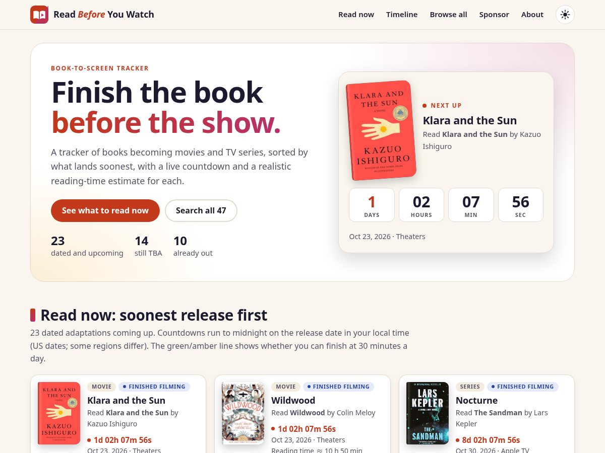 Landing-page snapshot of readbeforeyouwatch.com