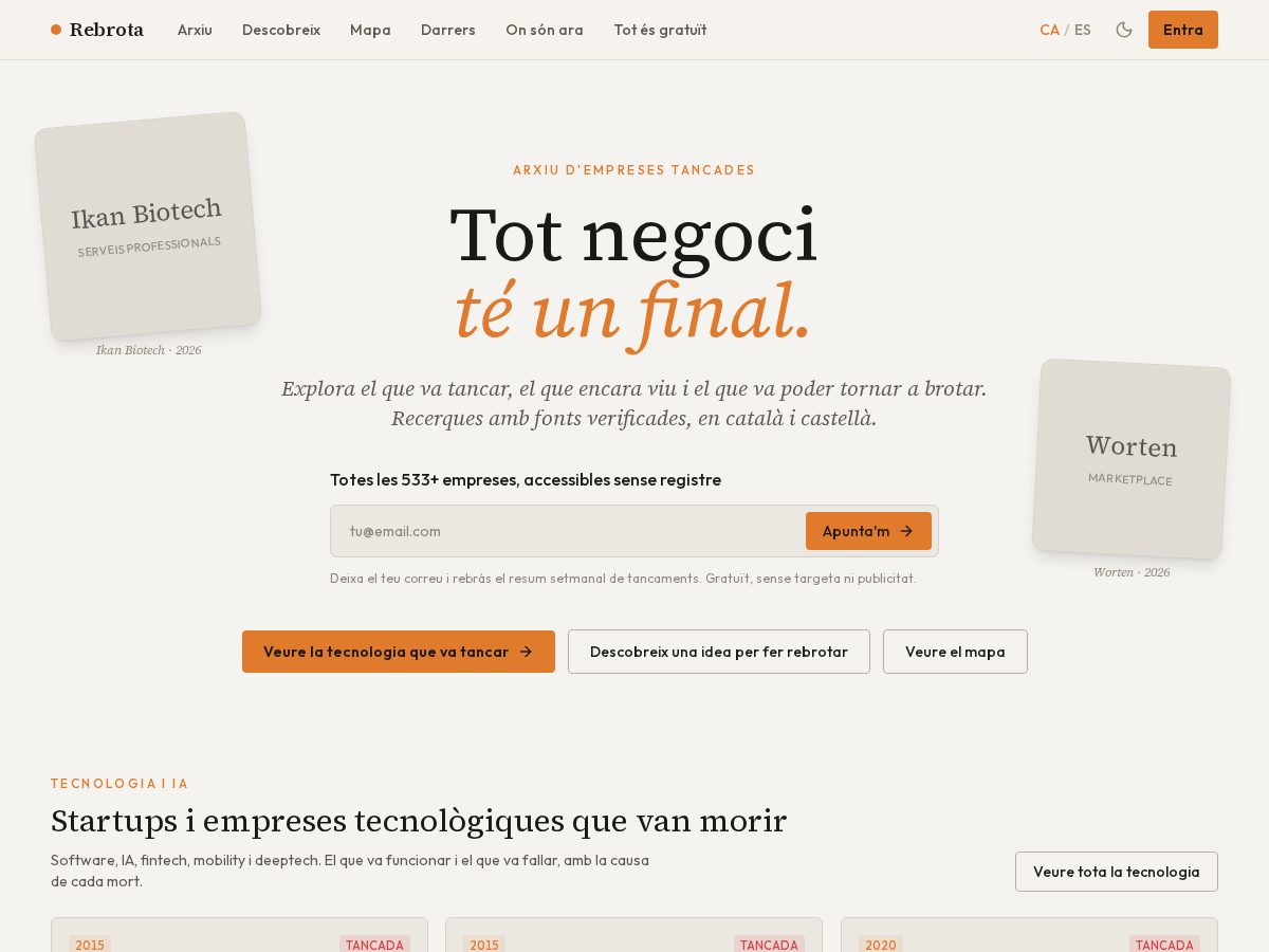 Landing-page snapshot of rebrota.tech