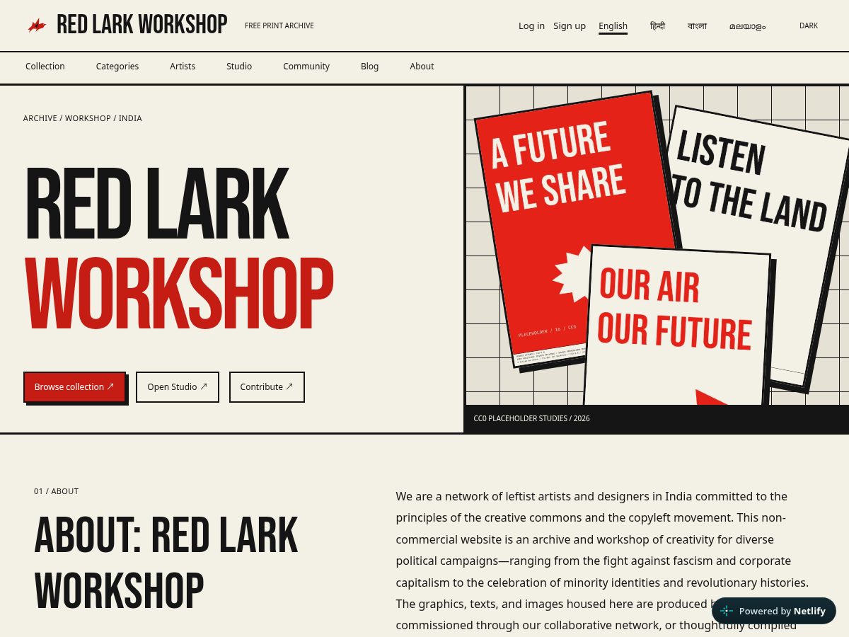 Landing-page snapshot of redlarkworkshop.com