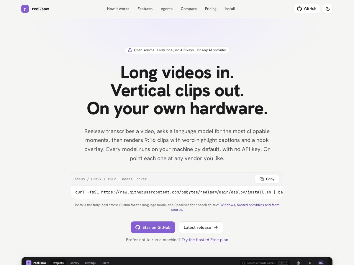 Landing-page snapshot of reelsaw.com