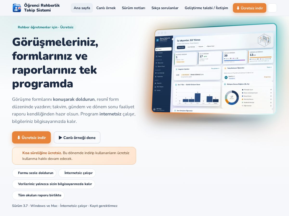 Landing-page snapshot of rehberliktakip.com