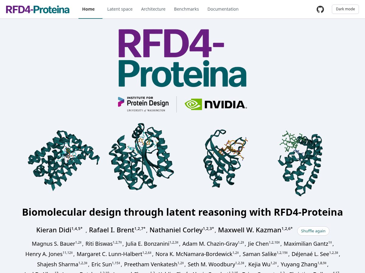 Landing-page snapshot of rfd4-proteina.org