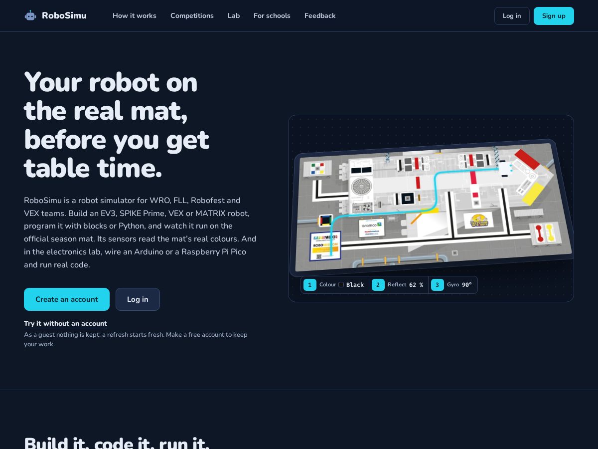 Landing-page snapshot of robosimu.online