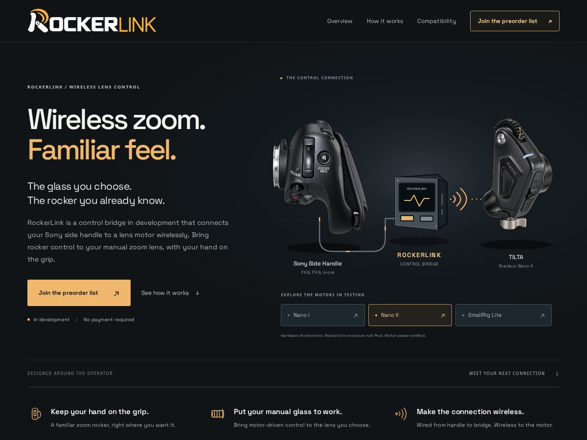 Landing-page snapshot of rocker-link.com