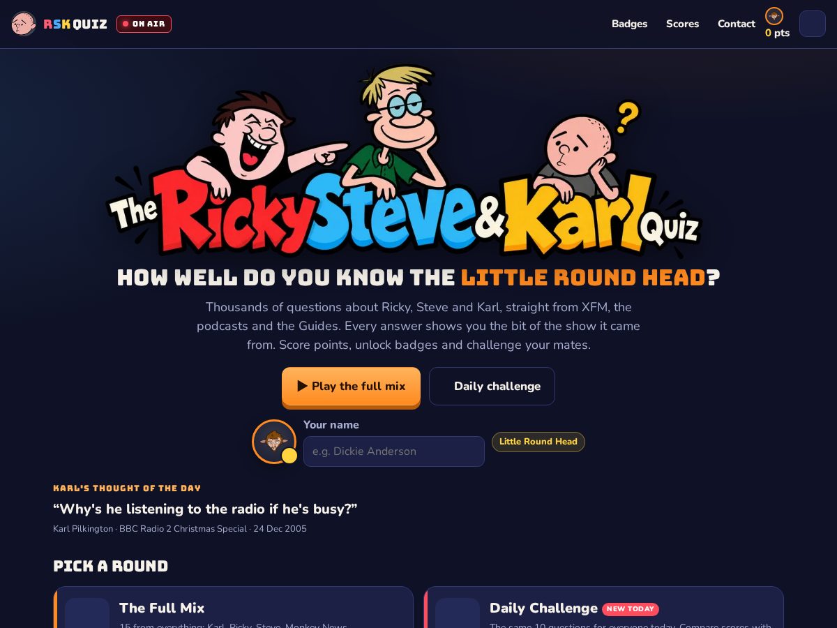 Landing-page snapshot of rskquiz.com