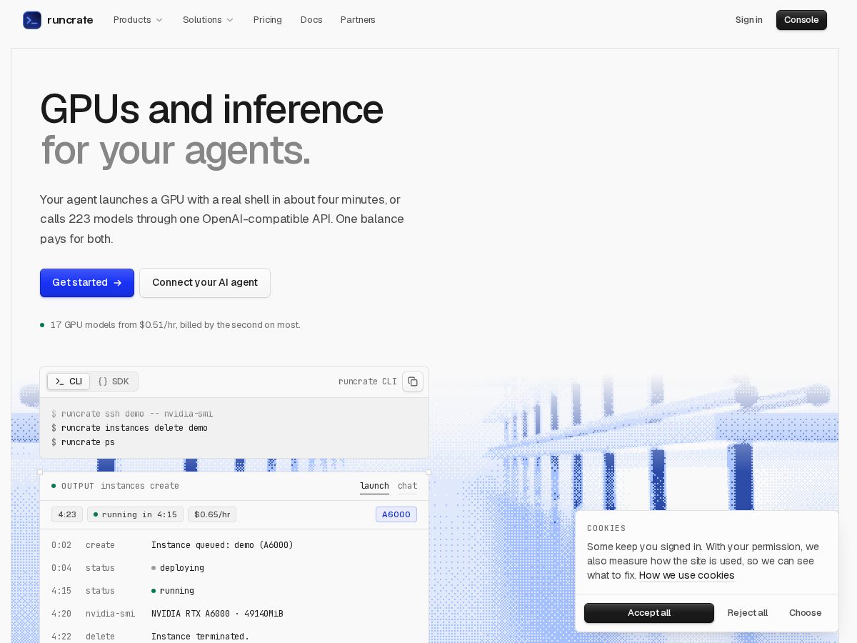 Landing-page snapshot of runcrateteam.com