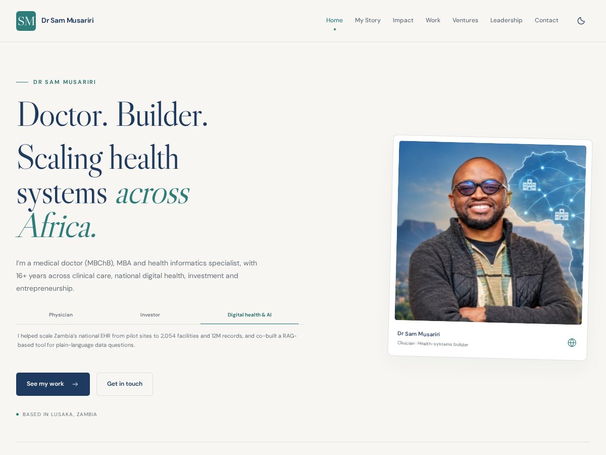 Landing-page snapshot of sammusariri.com