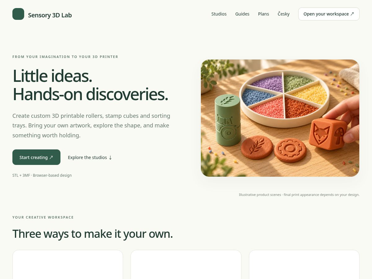 Landing-page snapshot of sensory3dlab.com