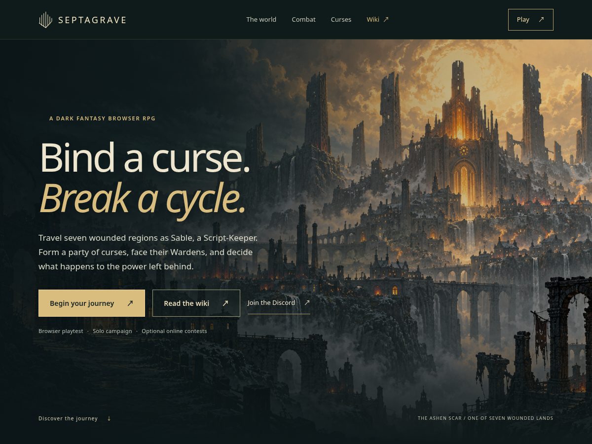 Landing-page snapshot of septagrave.com