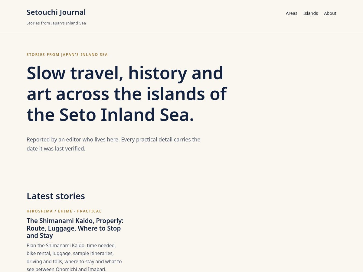 Landing-page snapshot of setouchijournal.com
