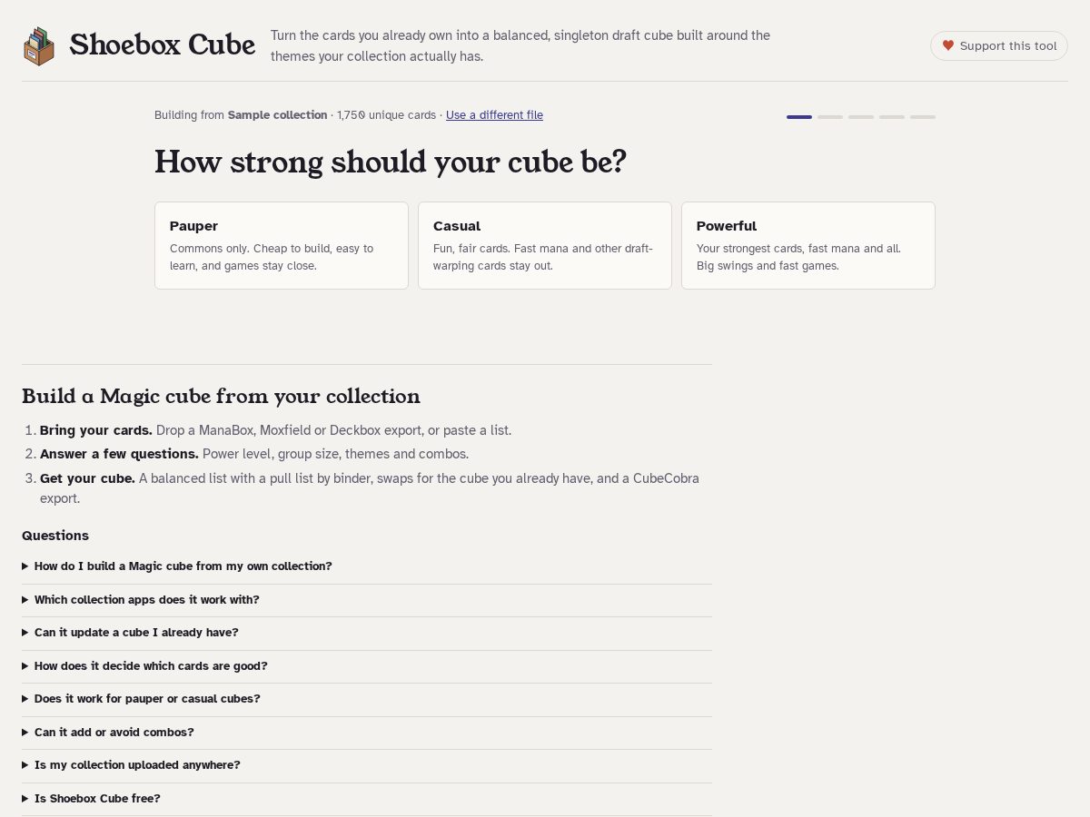 Landing-page snapshot of shoeboxcube.com
