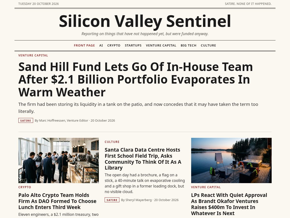 Landing-page snapshot of siliconvalleysentinel.com