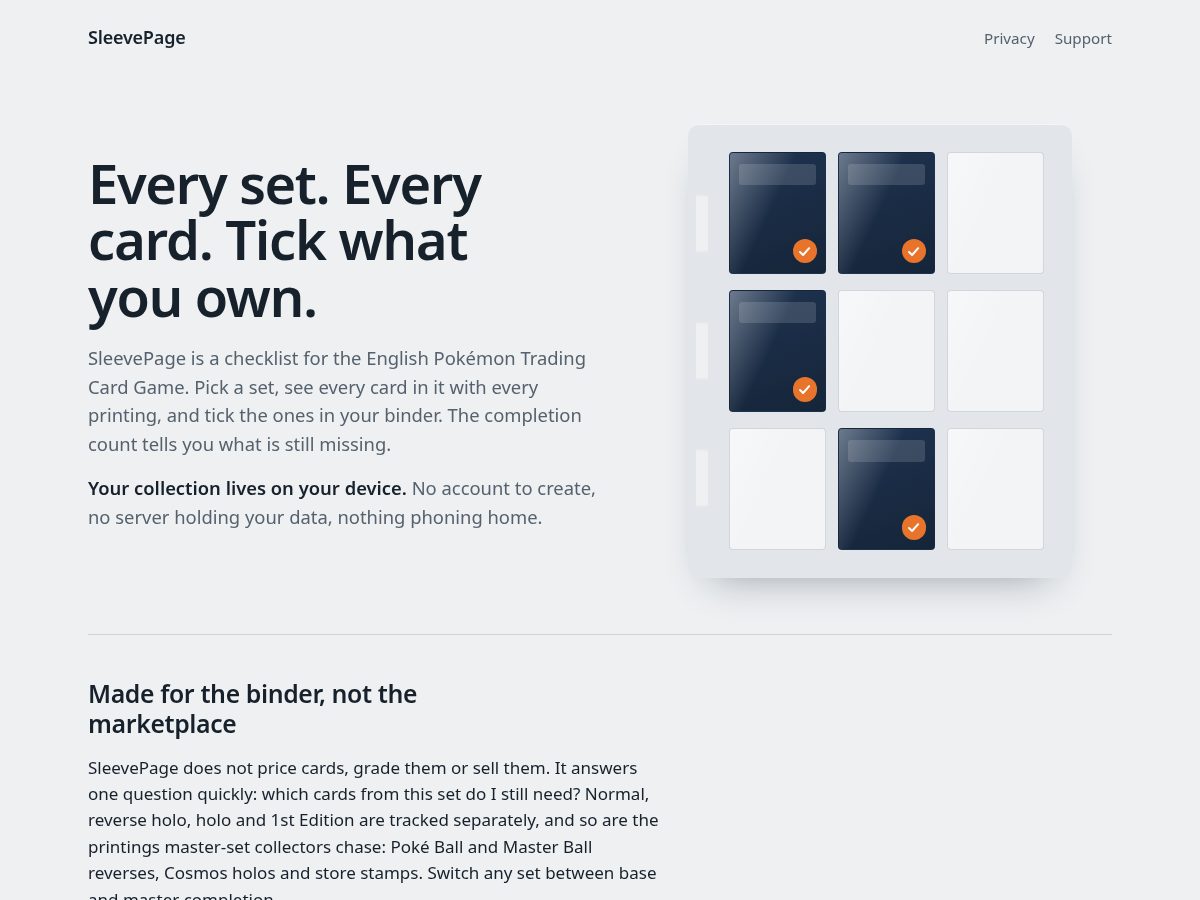 Landing-page snapshot of sleevepage.com