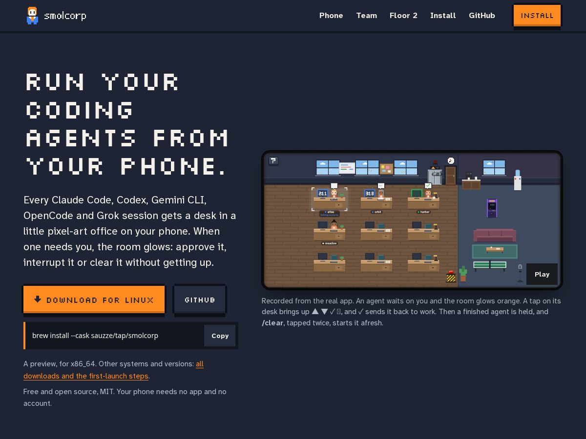 Landing-page snapshot of smolcorp.com