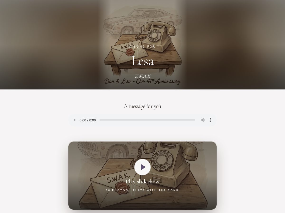 Landing-page snapshot of song-for-lesa.com