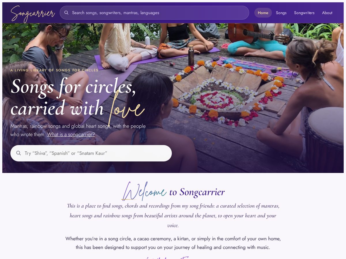 Landing-page snapshot of songcarrier.com
