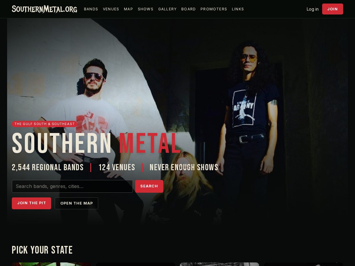 Landing-page snapshot of southernmetal.org