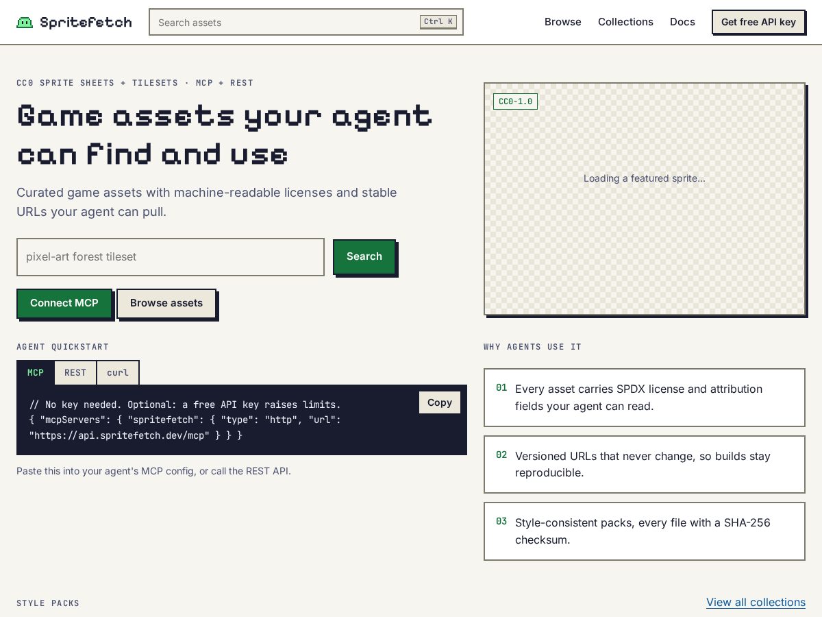 Landing-page snapshot of spritefetch.com