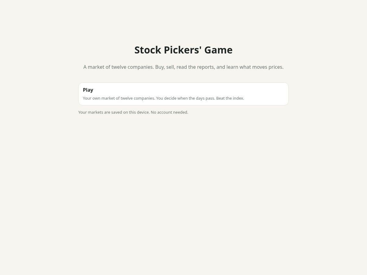 Landing-page snapshot of stockpickersgame.com