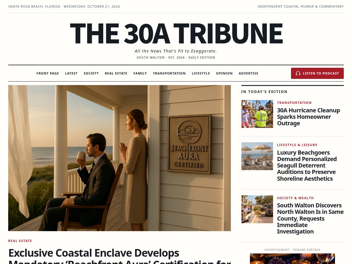 Landing-page snapshot of the30atribune.com